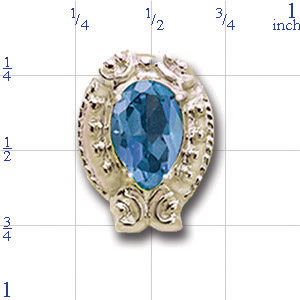 B2157 14K SLIDE WITH BLUE TOPAZ IN BYZANTINE DESIGN WITH SCROLL 